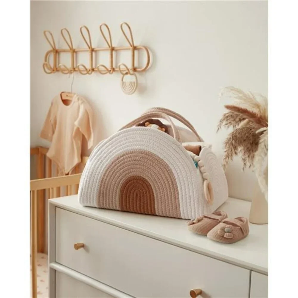 Large Baby Diaper Caddy Organizer Cotton Rope Nursery Storage Basket for Newborn
